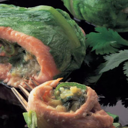 Steamed Trout Fillets In Lettuce Parcels With A Thai Stuffing