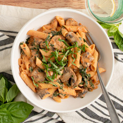 Penne With Creamy Ricotta-marinara Sauce, Kale, Mushrooms &amp; Basil