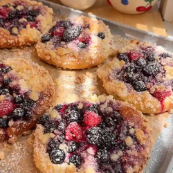 Triple Berry Custard Crumble Buns (zesty Lemon Brioche)