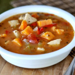 Spicy {or Not} Chicken And Sweet Potato Soup