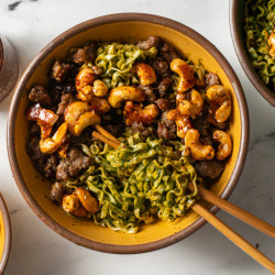 Chilled Spicy Noodles With Hot Honey Cashews