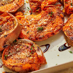 Mediterranean Smashed Sweet Potatoes