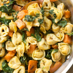 Creamy Skillet Tortellini With Sweet Potato And Spinach