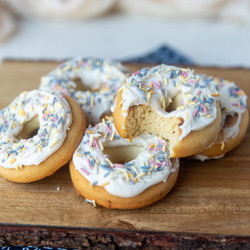 Keto Dairy Free Vanilla Frosted Donuts
