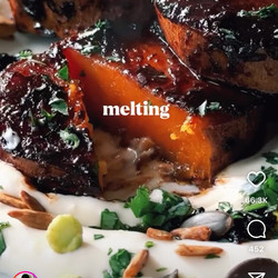 Miso Glazed Melting Sweet Potato On A Bed Of Garlic Yoghurt