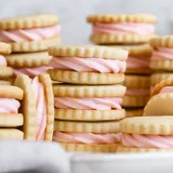 Vanilla Bean Sandwich Cookies With Strawberry Buttercream