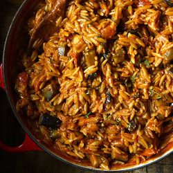 One Pot Eggplant Parmesan Orzo