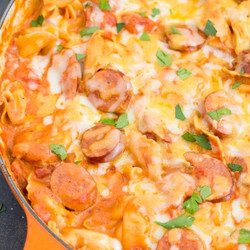 One Pan Creamy Tortellini And Smoked Sausage