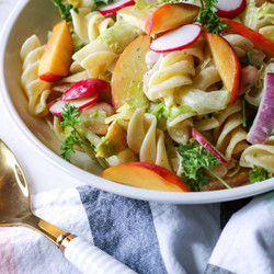 Peach Radish &amp; White Bean Pasta Salad