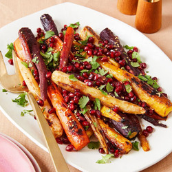 Roasted Carrots With Pom Miso Glaze
