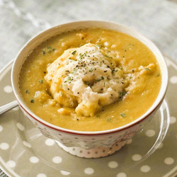 Pea Soup With Sharp Cheddar Dumplings