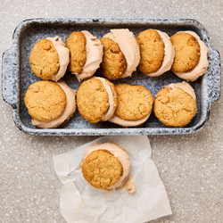 Malted soya sauce Ice-cream And Peanut Cookie Sandwiches