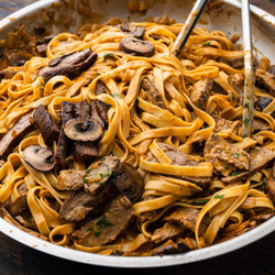 Bourbon Steak And Mushroom Pasta