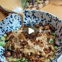 Crispy Rice Chicken Salad With Peanut Dressing
