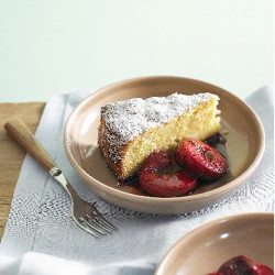 Almond Lemon Cake With Roasted Plums