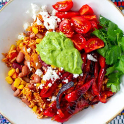 Vegetarian Instant Pot Burrito Bowl With Avocado Crema
