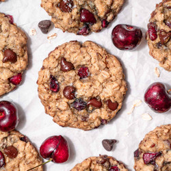 Vegan Chocolate Cherry Oatmeal Cookies