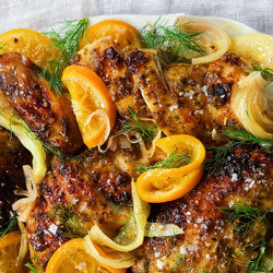 Orange Chicken Roast With Fennel And Shallots
