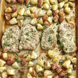 Sheet Pan Garlic Ranch Pork Chops &amp; Potatoes
