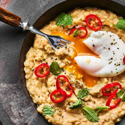 Refried White Beans With Poached Eggs