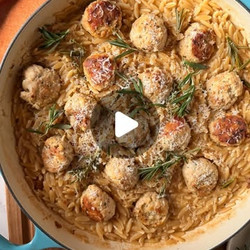 Rosemary Chicken Meatballs With Creamy Parmesan Orzo