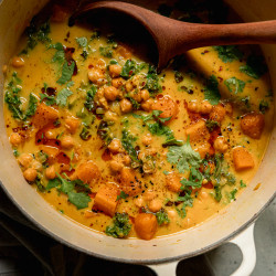 Butternut Squash Stew with Coconut Milk, Chickpeas &amp; Kale