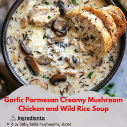 Garlic Parmesan Creamy Mushroom Chicken And Wild Rice Soup