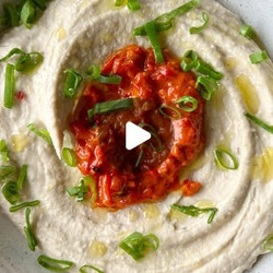 Butter Bean And Artichoke Dip With Charred Spring Onions And Roasted Red Pepper