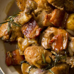 Braised Chicken With Dutch Creams, Speck And Tarragon