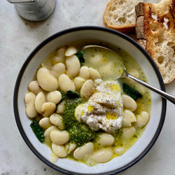 Braised Beans With Burrata