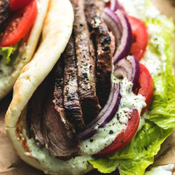 Steak Gyros With Tzatziki Cucumber Sauce