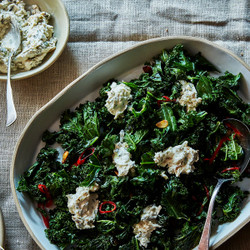 Yotam Ottolenghi &amp; Ramael Scully’s Burnt Green Onion Dip With Curly Kale