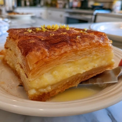 Homemade Galaktoboureko (traditional Greek Custard Pie)