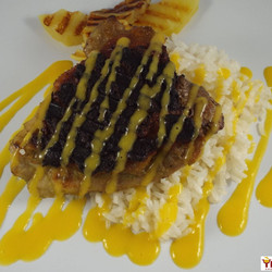 Jerk Chicken With Coconut Rice And Mango Sauce