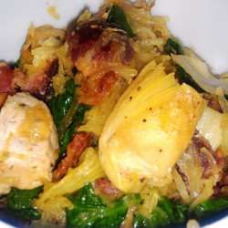 Paleo Spinach And Artichoke Chicken Carbonara Pasta