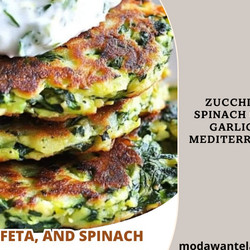 Zucchini, Feta, And Spinach Fritters With Garlic Tzatziki