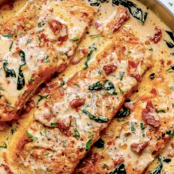 Easy Creamy Tuscan Salmon With Spinach And Sun-dried Tomatoes
