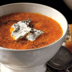 Golden Gazpacho With Minted Cream