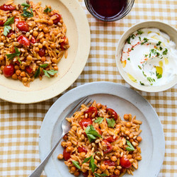 Harissa-spiked Orzo With Chickpeas And Pine Nuts