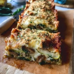 Mushroom And Spinach Zucchini Lasagna Loaf