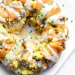 Cheesy Breakfast Monkey Bread With Sausage And Eggs