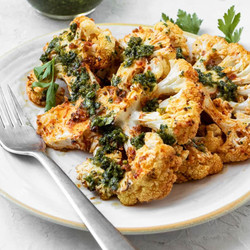 Roasted Cauliflower Steaks With Harissa And Chermoula