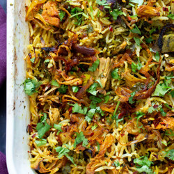 Baked Jackfruit Biryani (Indian Kathal Biryani)