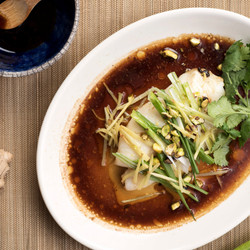 Soy-steamed Fish With Scallions And Pistachio