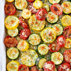 Roasted Garlic-parmesan Zucchini, Squash And Tomatoes