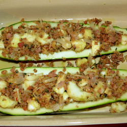 Martha Stewart’s Sausage-stuffed Zucchini