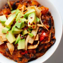 Vegetarian Butternut Squash Chipotle Chili With Avocado