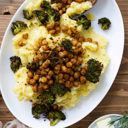 Vegan Chickpea + Broccoli Mashed Potato Bowl