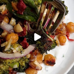 Roasted Ranch Broccoli &amp; Chickpea Salad With Chive Yogurt