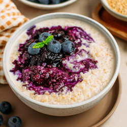 Coconut Quinoa Pudding With Blueberry Compote